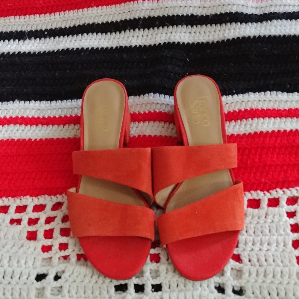 Franco Sarto fire orange seude sandals